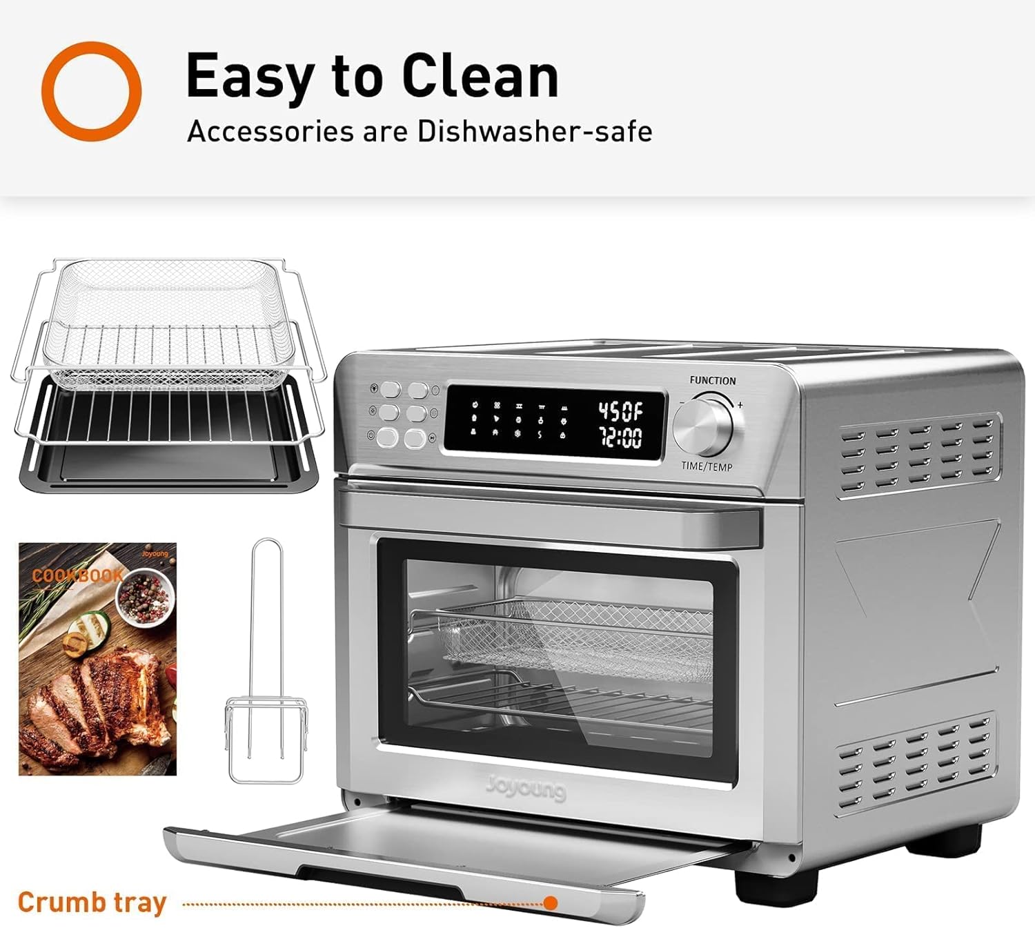 25QT 1700W Brushed Stainless Steel Air Fryer Toaster Oven X32392