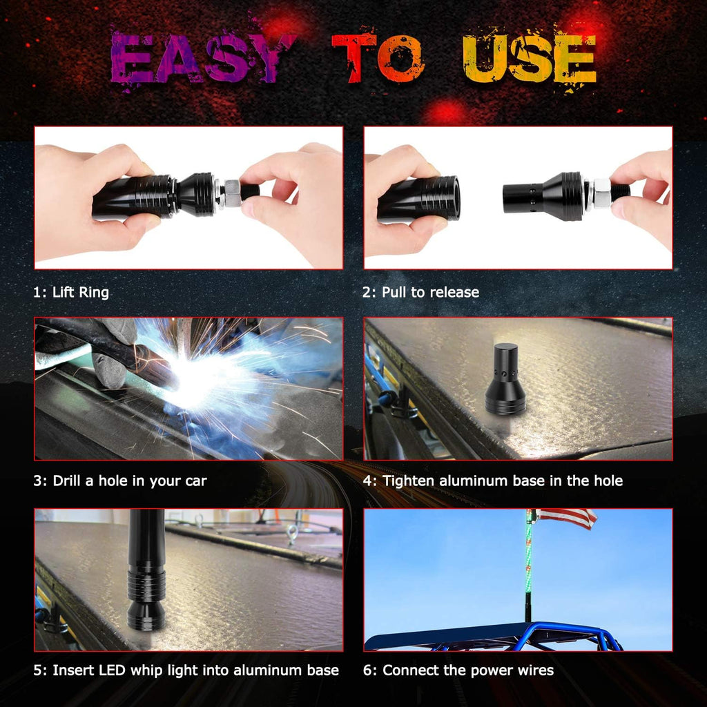 5FT RGB LED Whip Light Antenna Pack of 2 Q548760