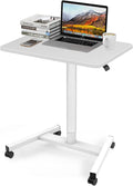 Adjustable Rolling Sit Stand Laptop Desk with Wheels (White) F80288
