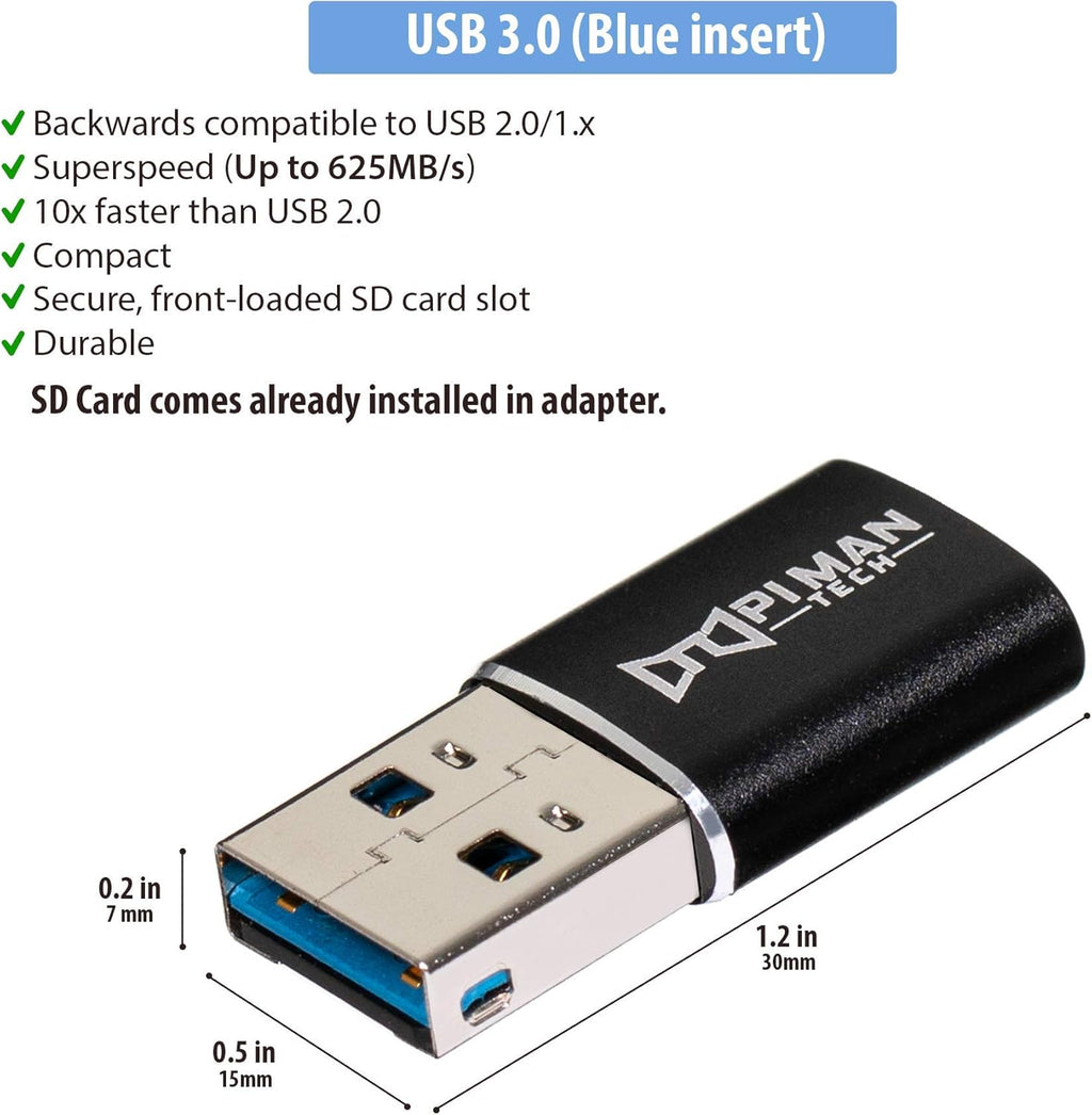 128 GB MicroSD Card and USB 3.0 Adapter, Pack of 2 F7776