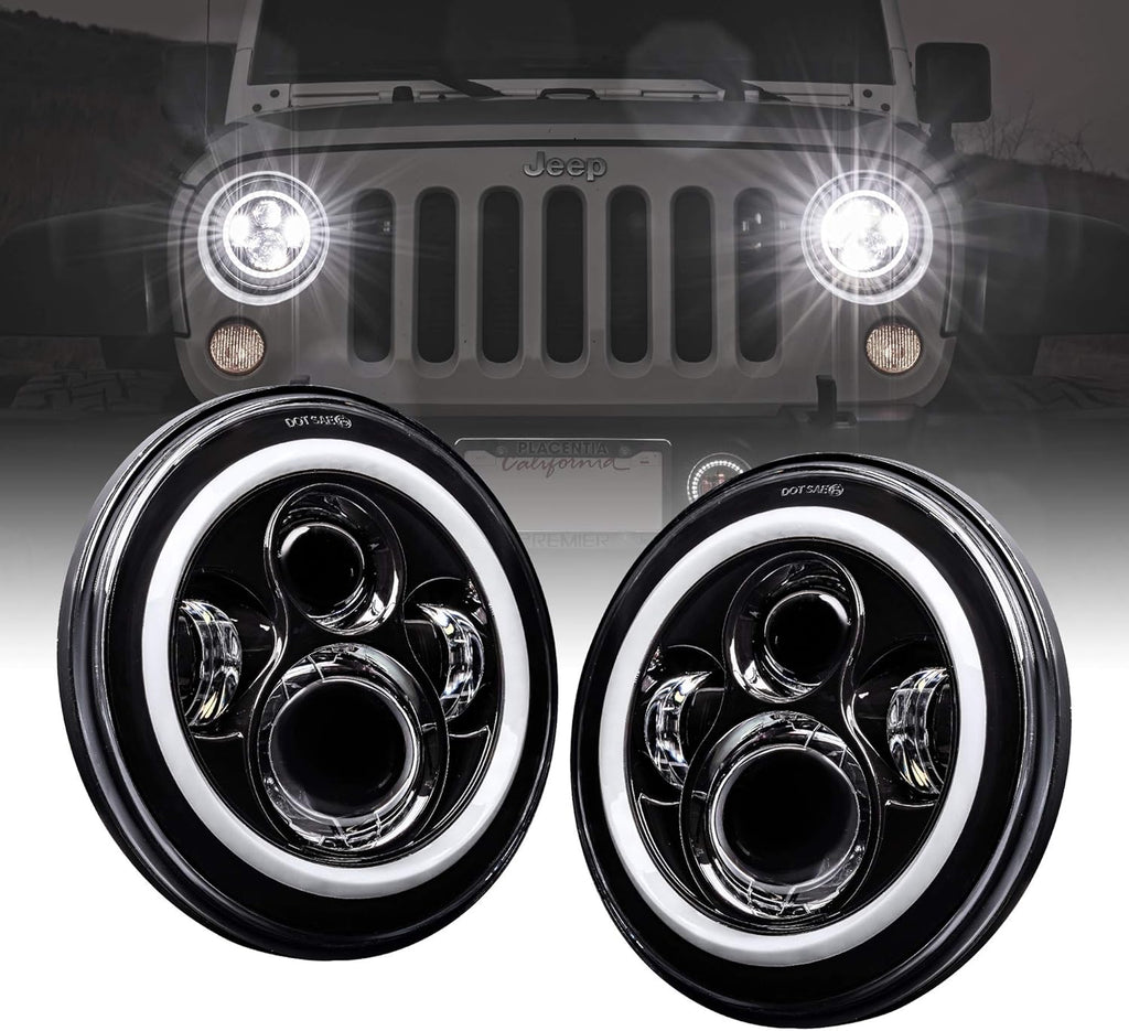 4 Fog Light + 7 Round CREE LED Headlights Replacement for Jeep Wrangler 1987-2018 H231