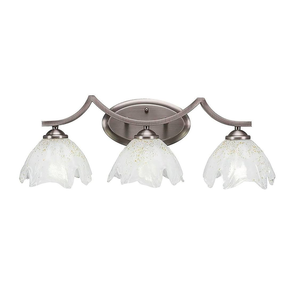 3 Light Bath Bar with Gold Ice Glass X647376