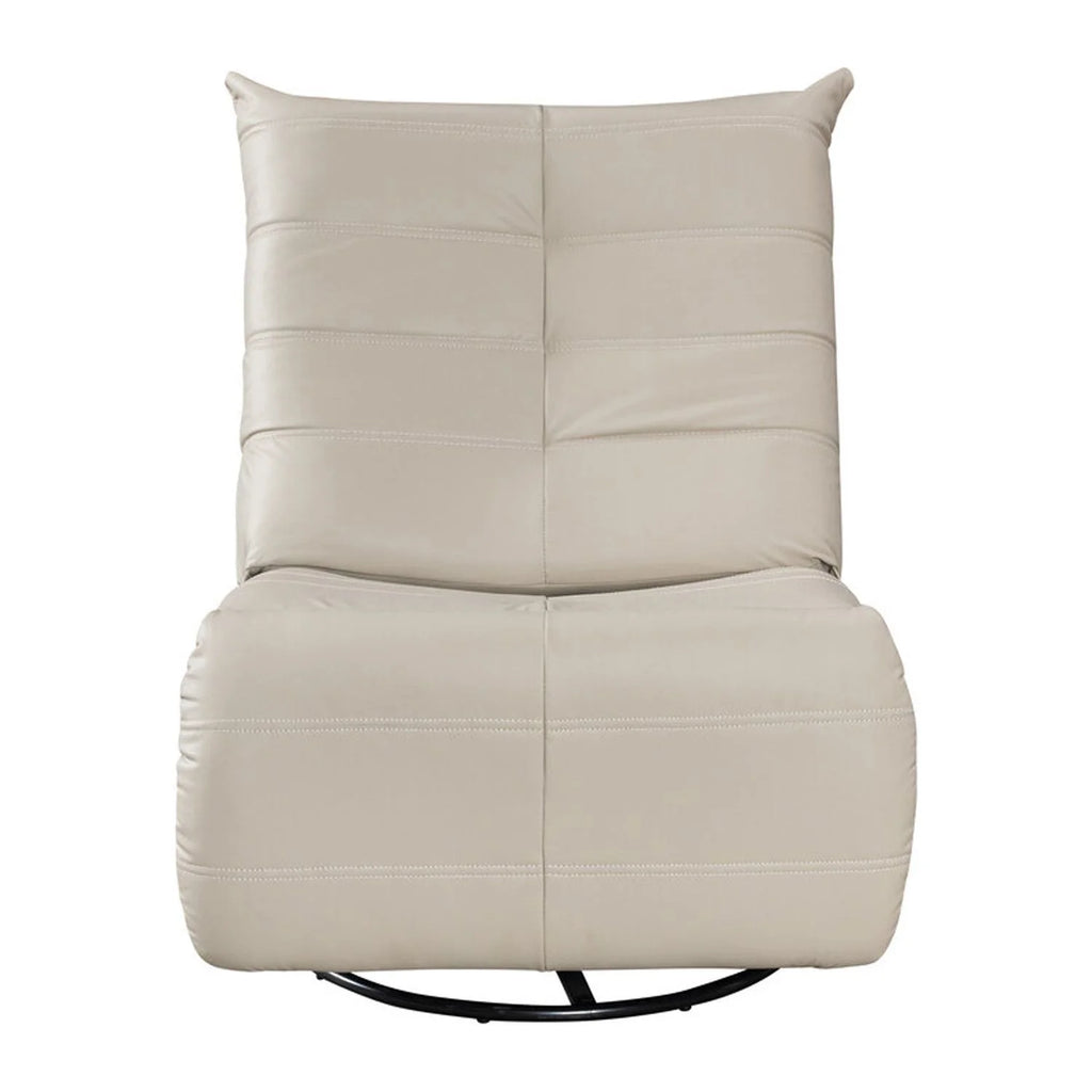 Beige Faux Leather Swivel Glider Recliner M9196