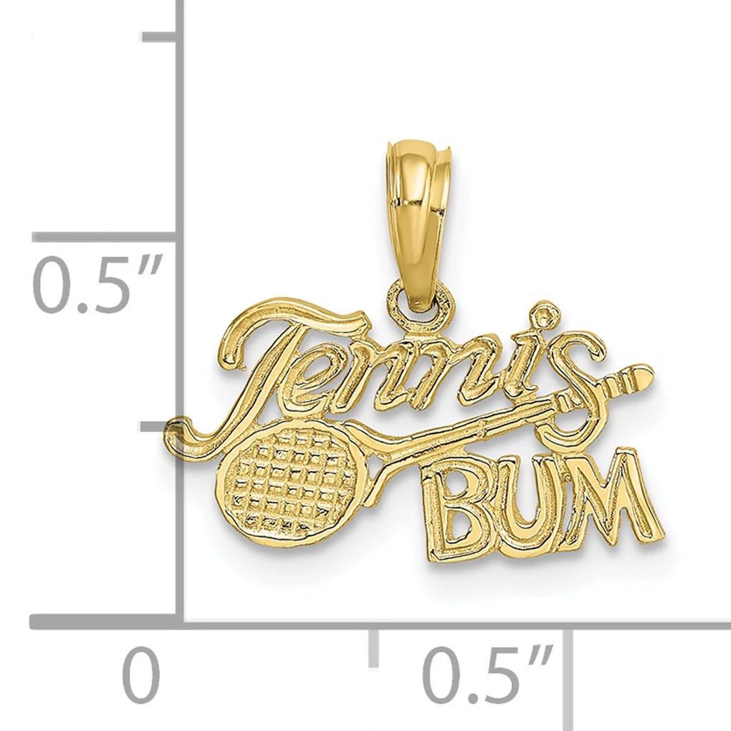 10K Yellow Gold Tennis Pendant Charm with Rope Chain Necklace 20'' X216