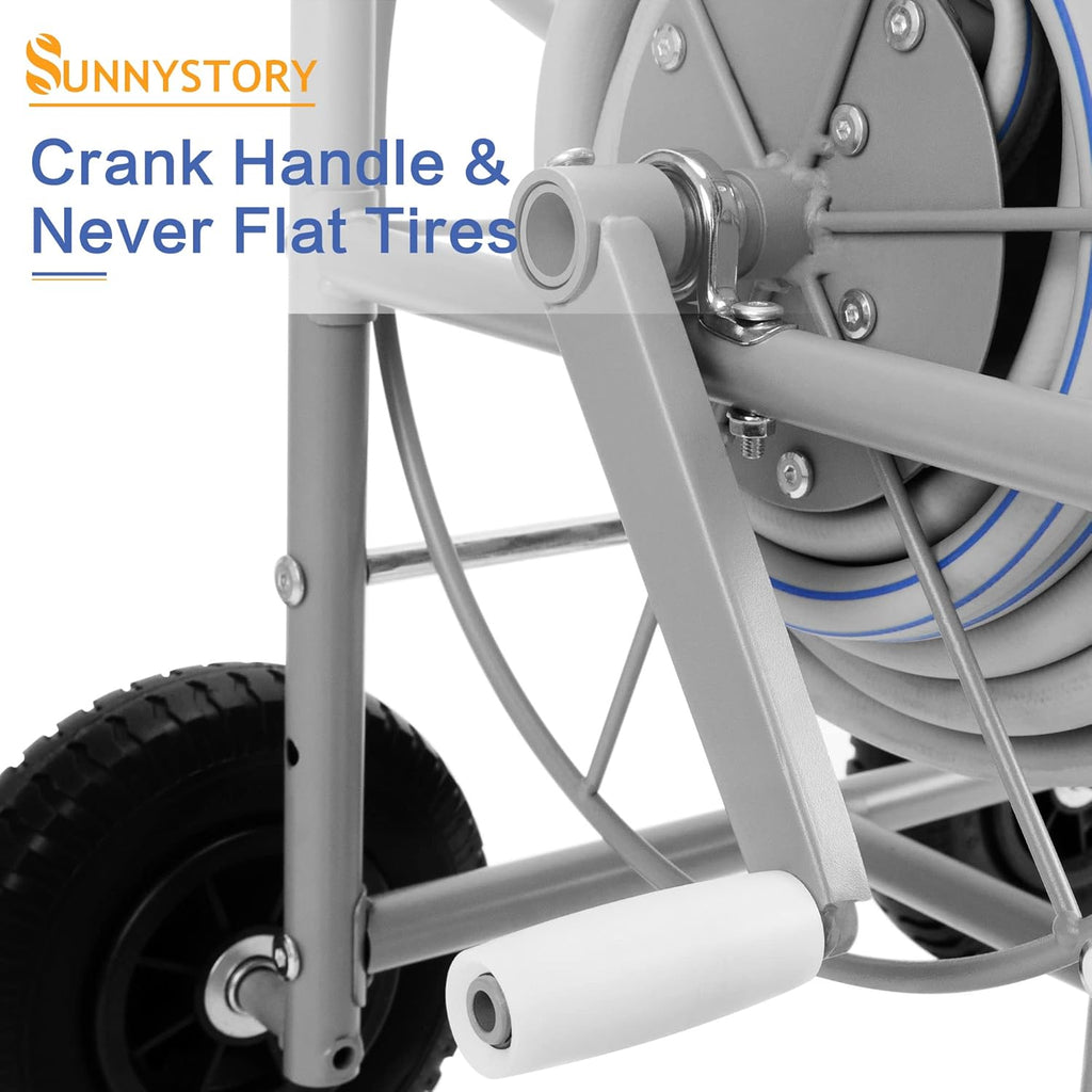 All Metal Garden Hose Reel Cart with Solid Tires K215