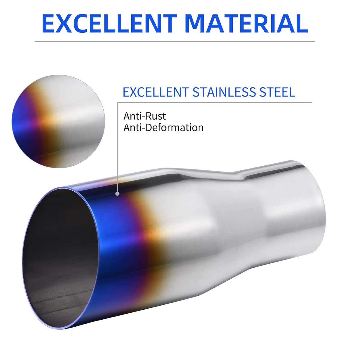 2.5 Inch Inlet Blue Burnt Stainless Steel Exhaust Tip, 2 Pack E8505