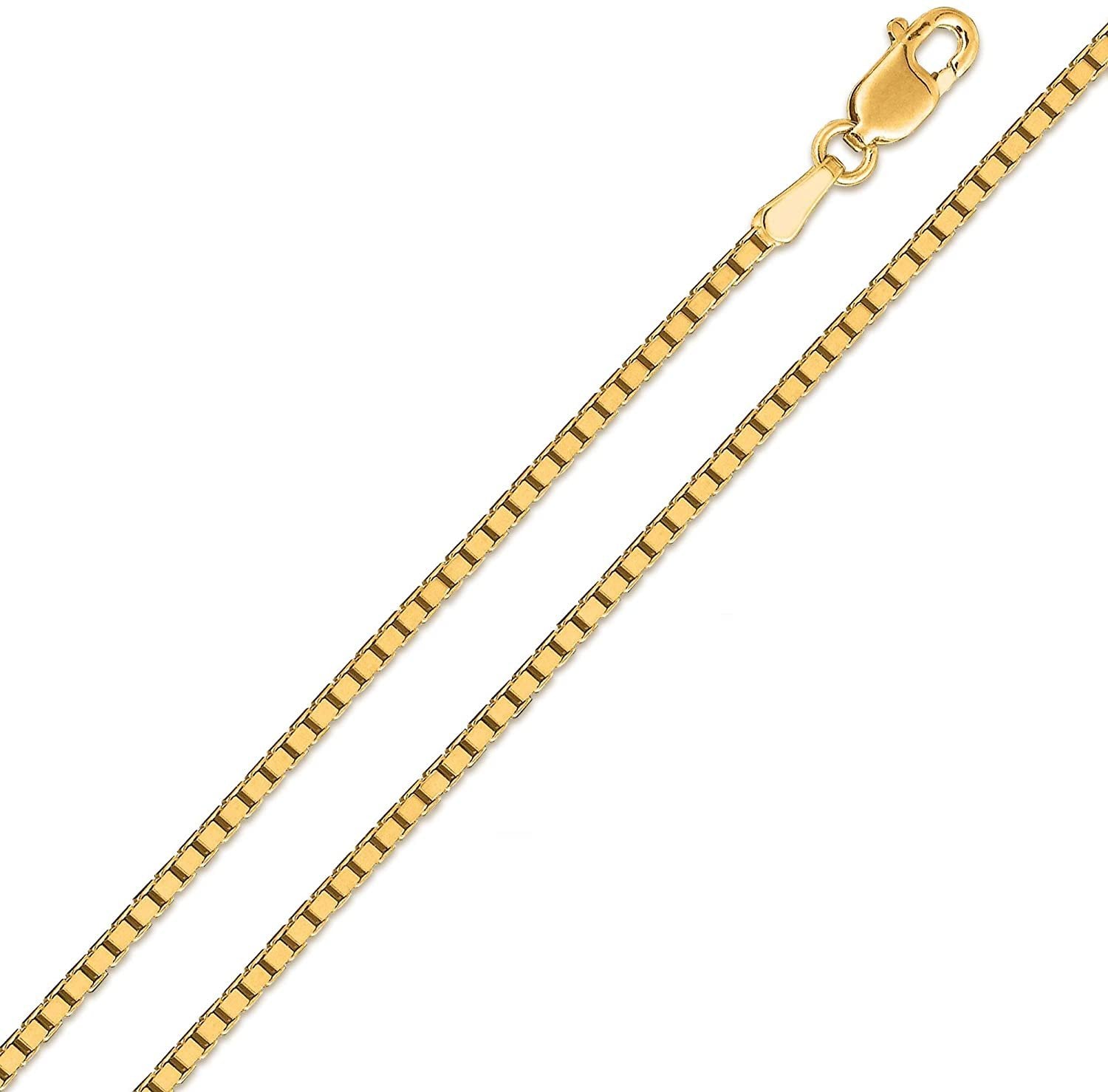 14K Yellow Gold 1mm Box Pendant Chain Necklace L931177
