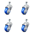 Blue Poly Swivel Caster Set of 4 with 3x22 Wheels and 12mm Stem M2735