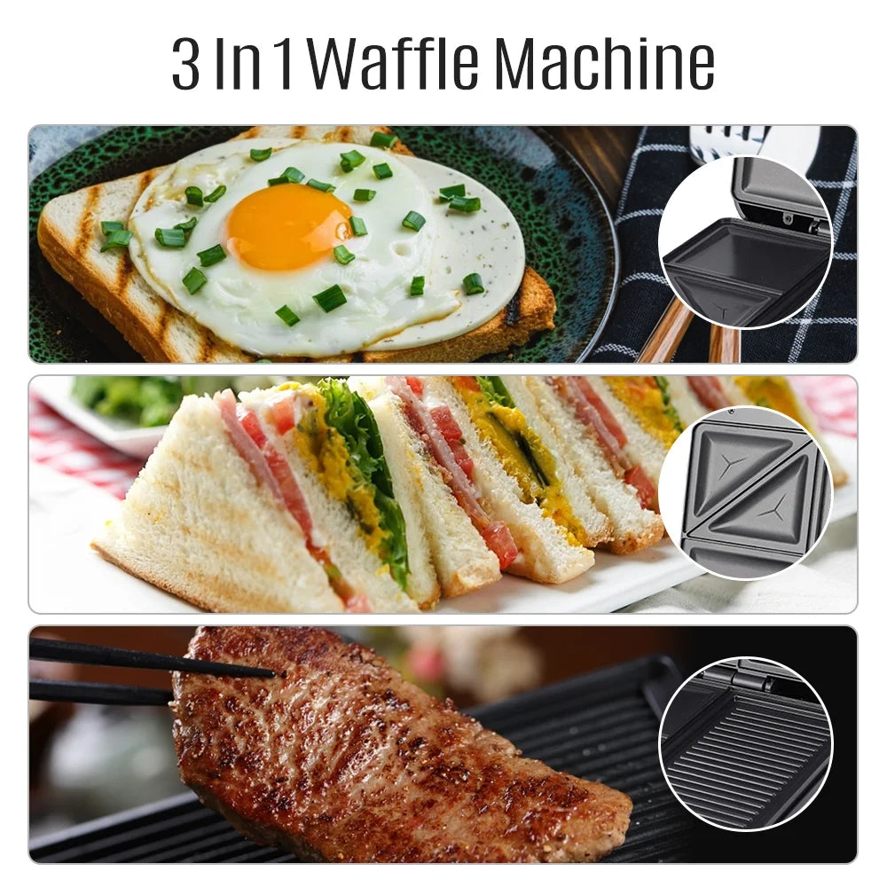 1400W Non-Stick 3in1 Electric Grill Waffle Maker U810184
