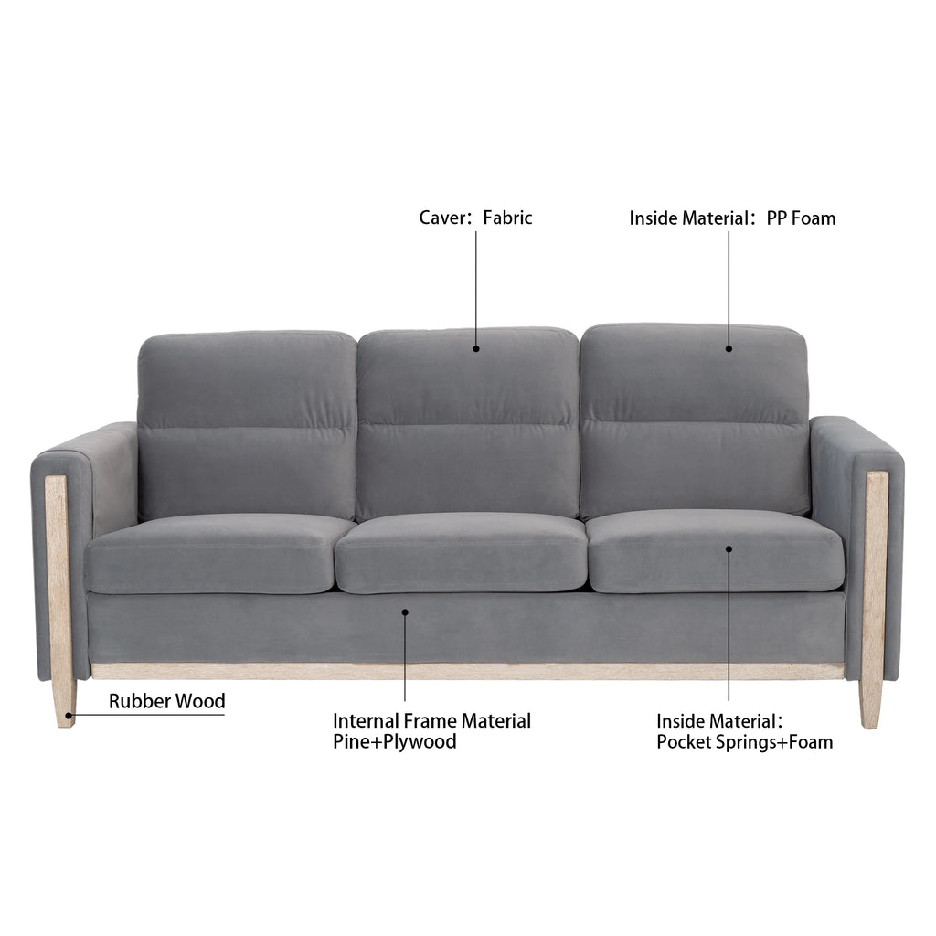 Gray Solid Wood 3-Seater Sofa N69069