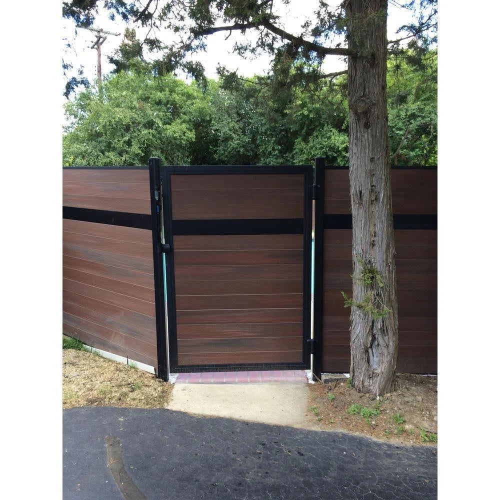 Black Aluminum/Composite Adjustable Fence Gate F634894