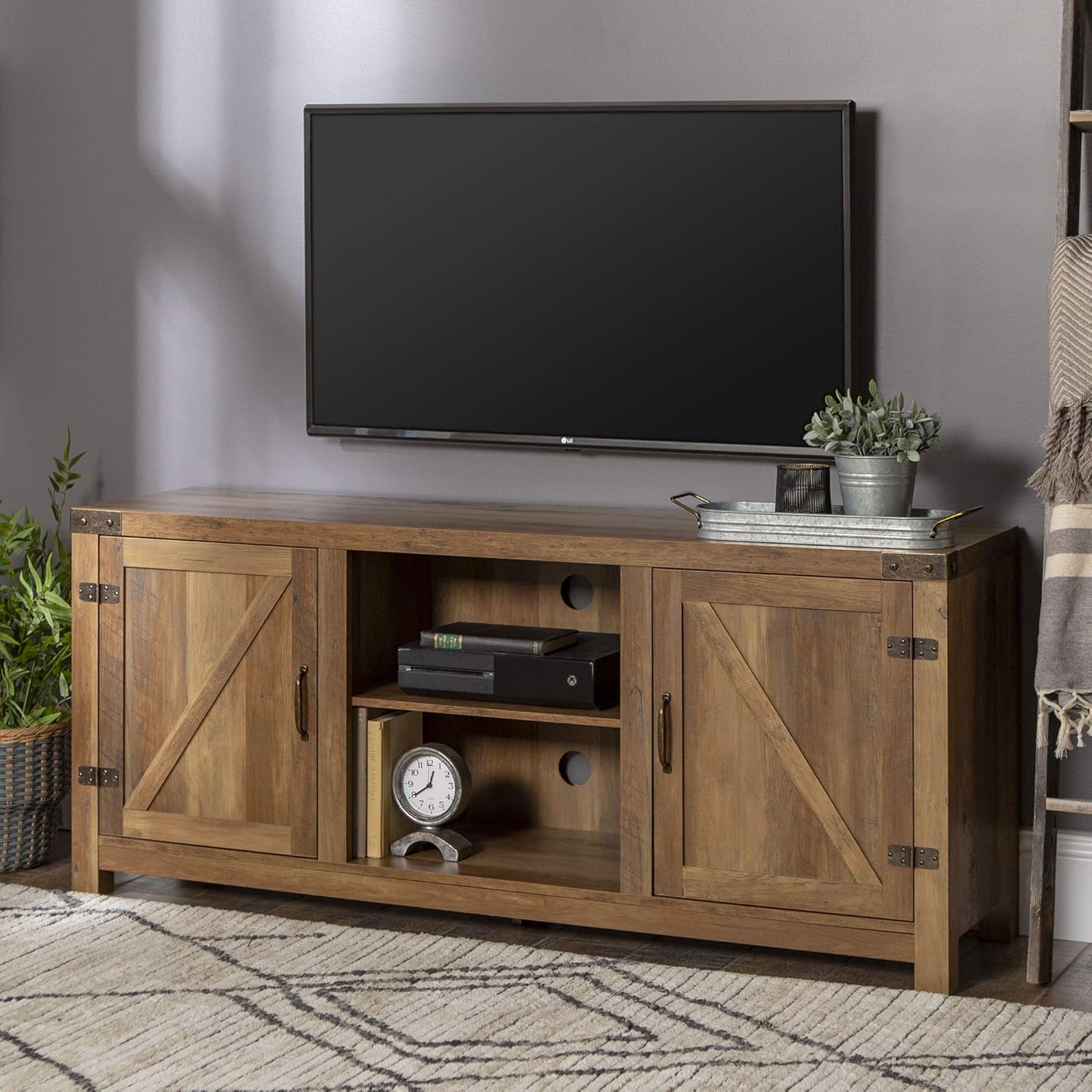 58 Inch Reclaimed Barnwood TV Stand Cabinet K62790