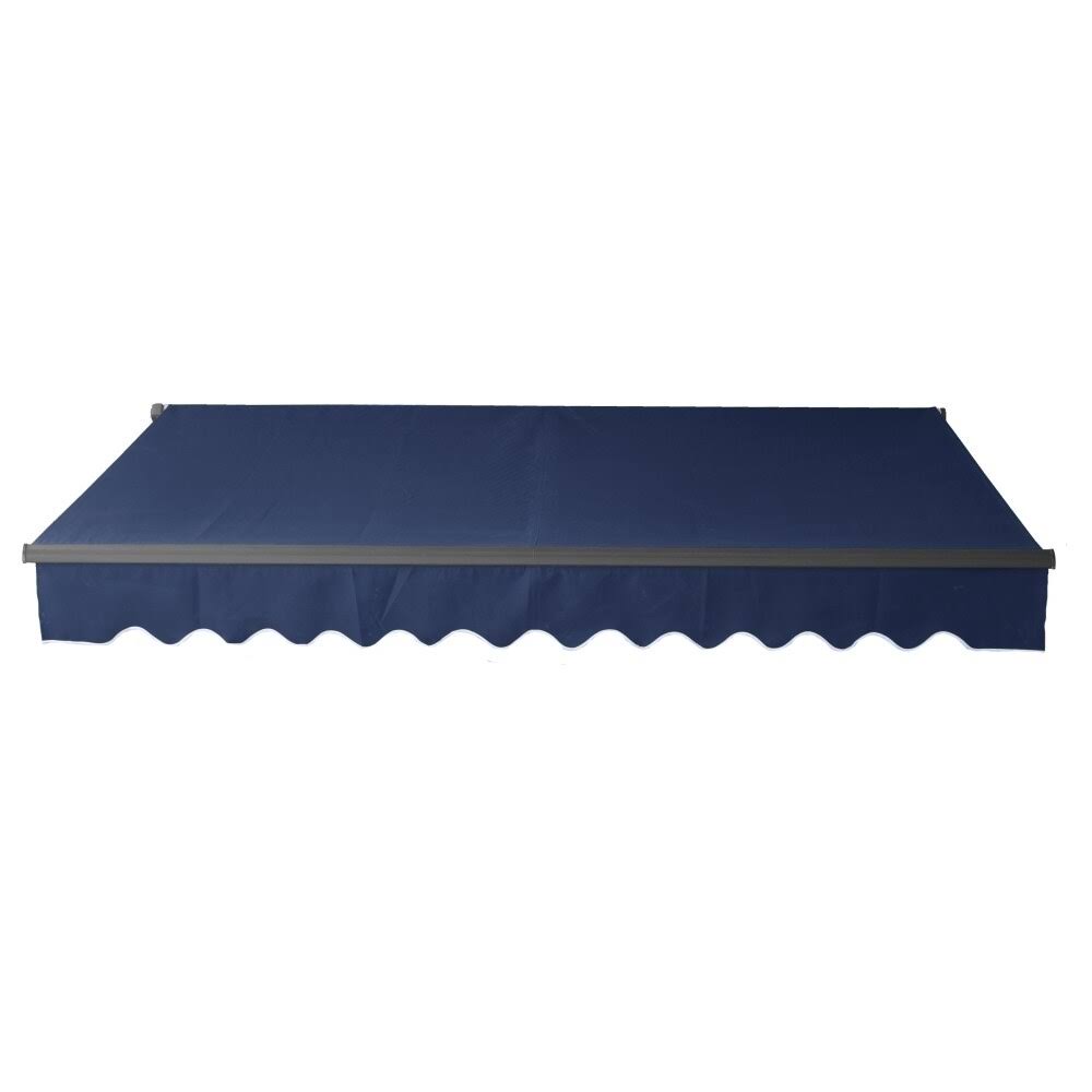 Motorized Black Frame Retractable Patio Canopy Awning 10x8 Blue N4611