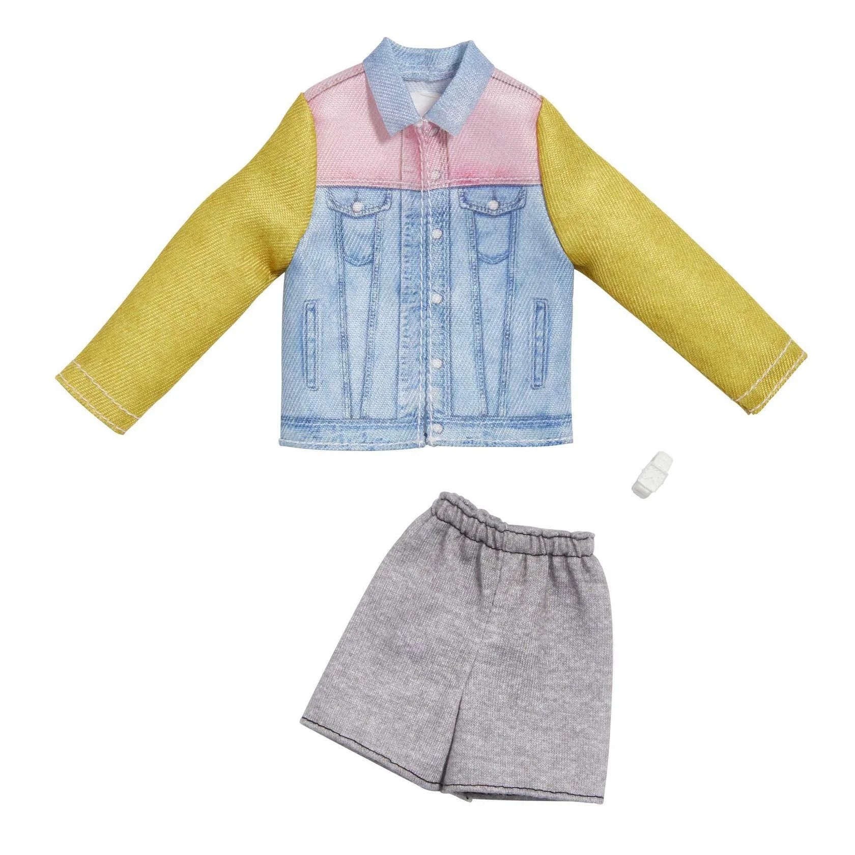 Barbie Fashion Pack Sporty Sleeves Shorts Long Sleeve Denim Jacket Z668558