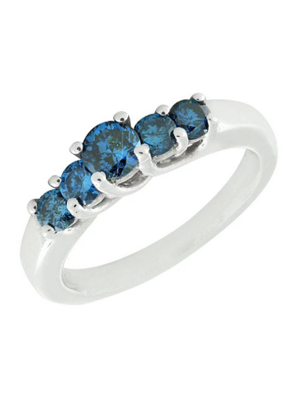 10K White Gold Treated Blue Diamond Engagement Ring 0.75ct J557032