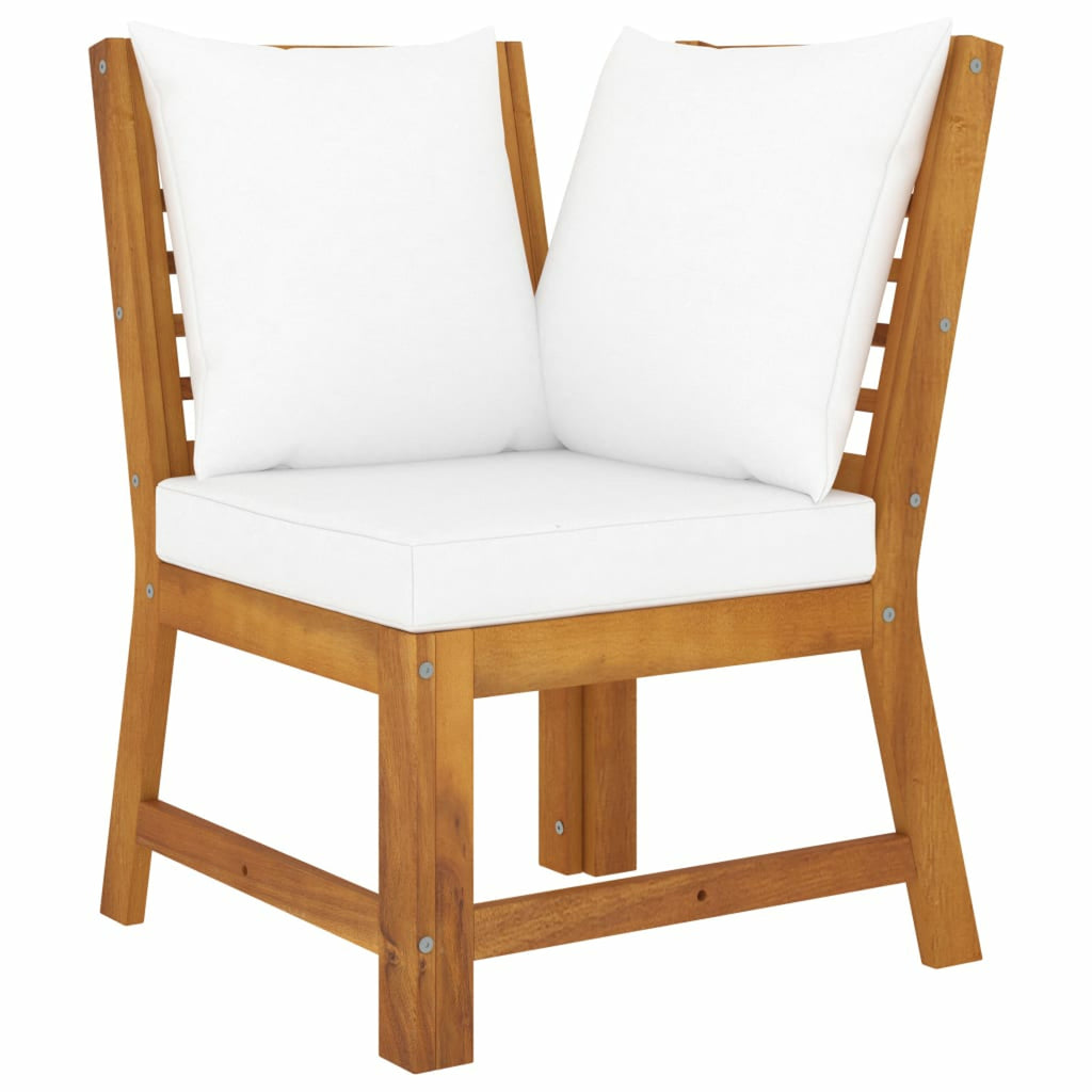 6 Piece Patio Lounge Set with Cushions Acacia Wood Outdoor Sectional Set H6802