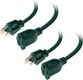 2 Pack 50 Foot Outdoor Extension Cords, 16/3 SJTW Green Cable with 3 Prong Grounded Plug G994