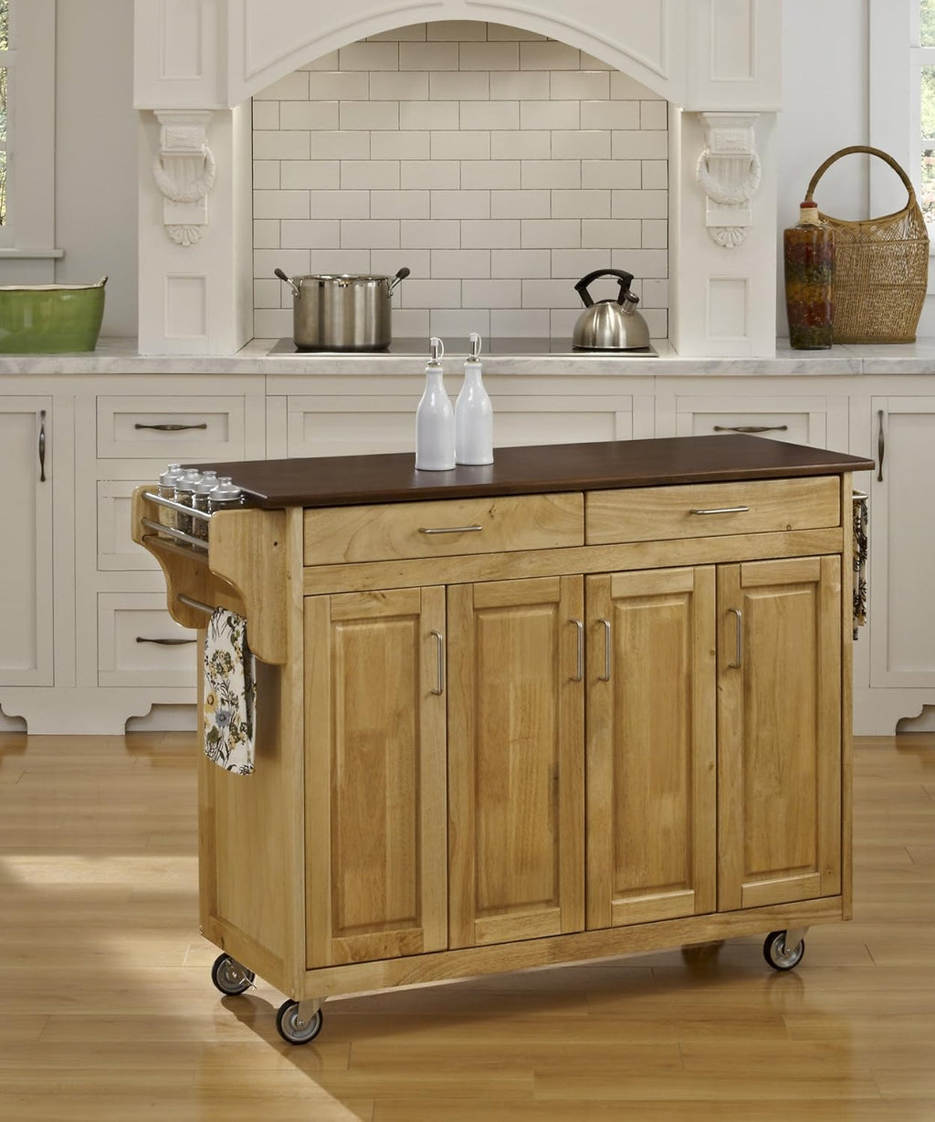 4 Door Cabinet Kitchen Cart with Cherry Top V94372