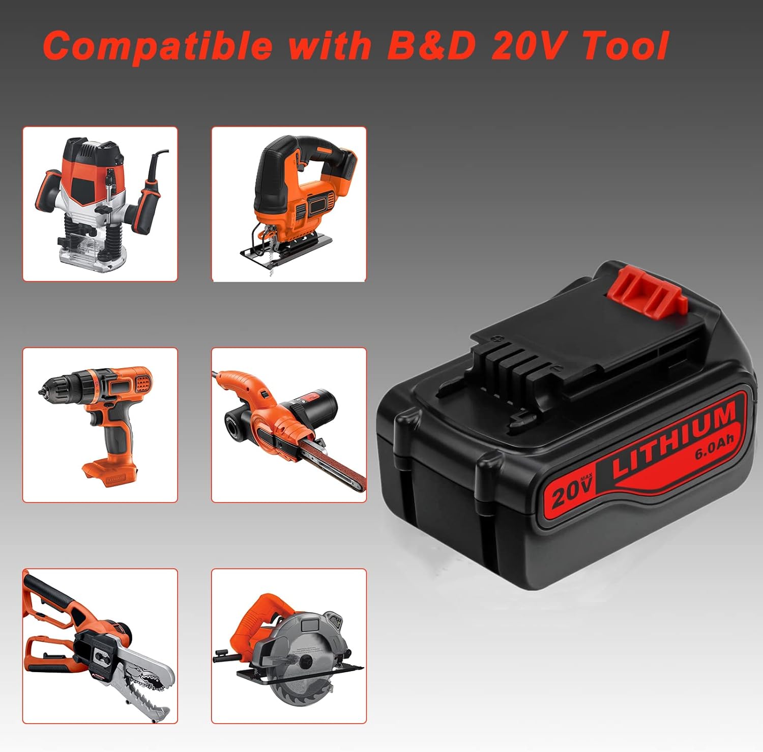 2 Pack 6.0Ah LBXR20 Battery Replacement for Black and Decker 20V Max Lithium Ion Cordless Tool Battery Z4409