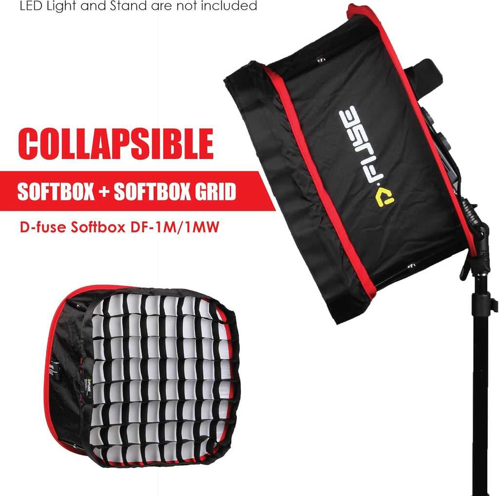 Medium LED Light Panel Softbox & Softbox Grid, 9.25"x9.25", Pack of 2 K5557