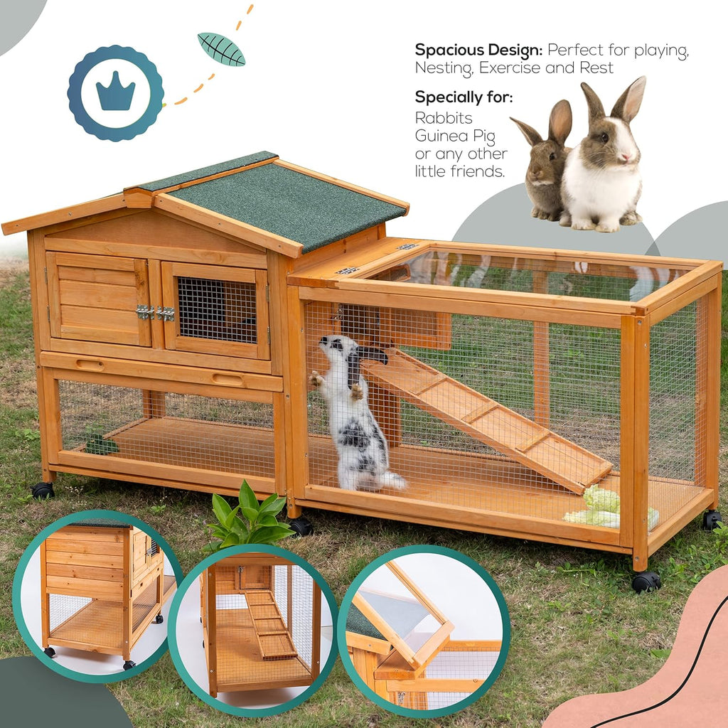 Rabbit Hutch with Waterproof Roof and Pull Out Trays H67613