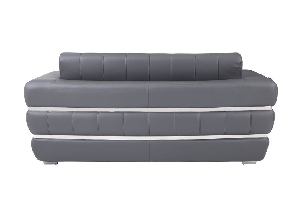 Italian Leather Loveseat with Solid Wood Frame & Chrome Legs V9598