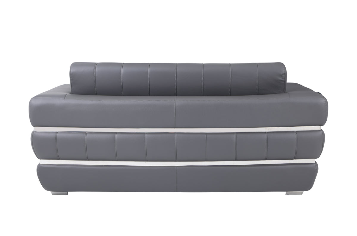 Italian Leather Loveseat with Solid Wood Frame & Chrome Legs V9598