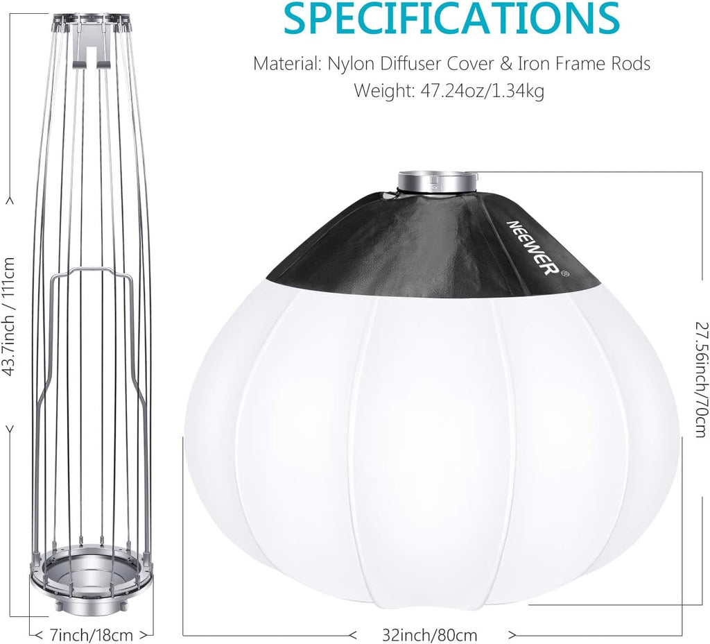 Globe Lantern Softbox Diffuser 32''/80cm Bowens Mount, Pack of 2 W480