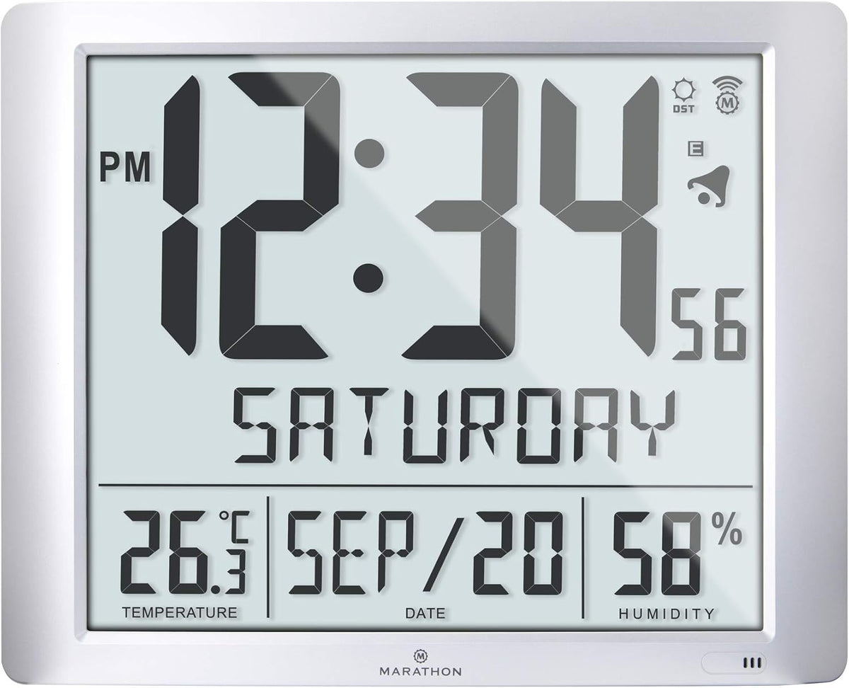 Silver 20 Inch Wall Clock with 6.5 Inch Numbers T7162