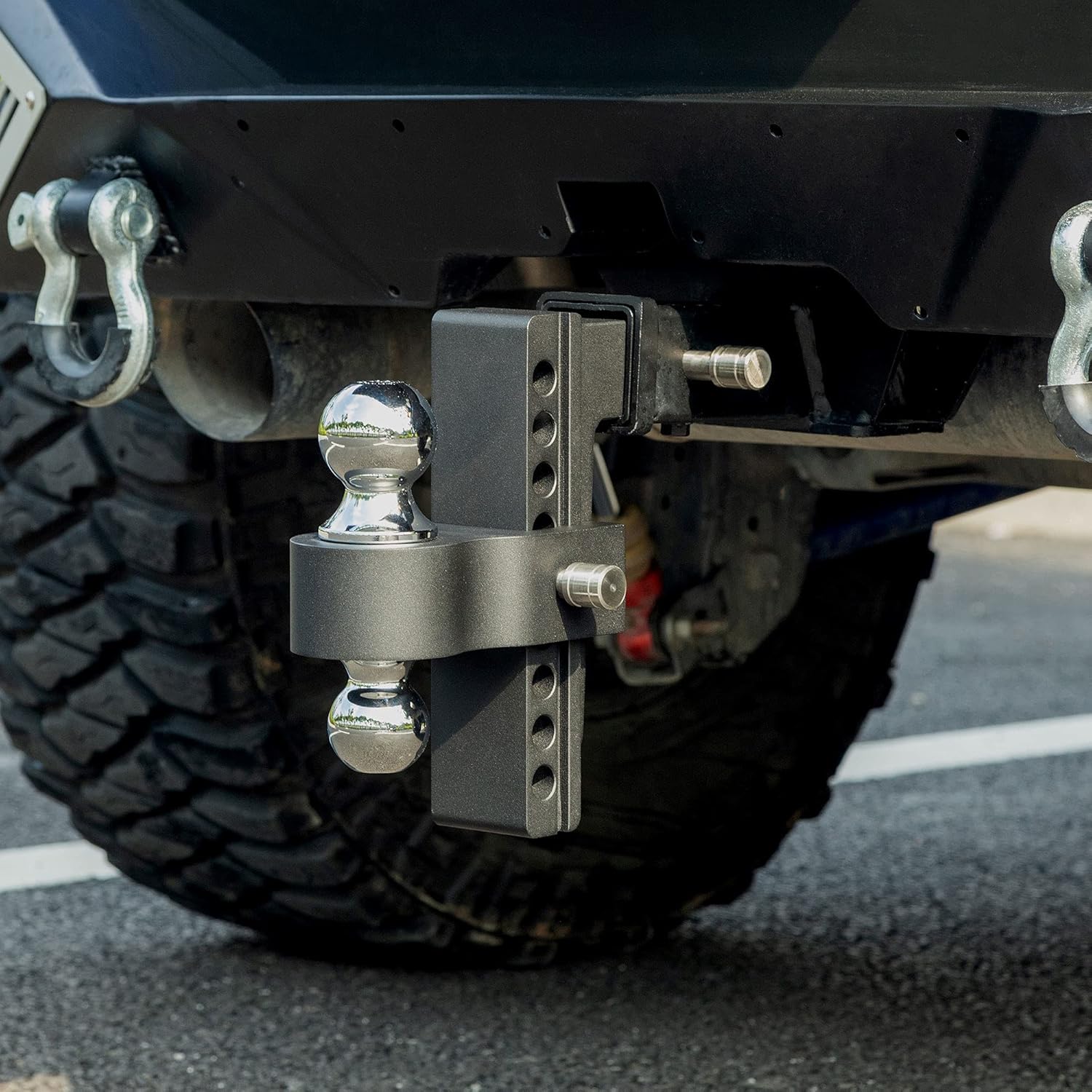 Adjustable Trailer Hitch Ball Mount, 2-Inch Receiver, 8-Inch Drop, Forged Aluminum Shank, 2-Inch and 2-5/16-Inch Combo Stainless Steel Tow Balls, Black T447