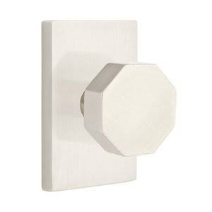 Satin Nickel Octagon Door Knob with Rectangular Rose J826