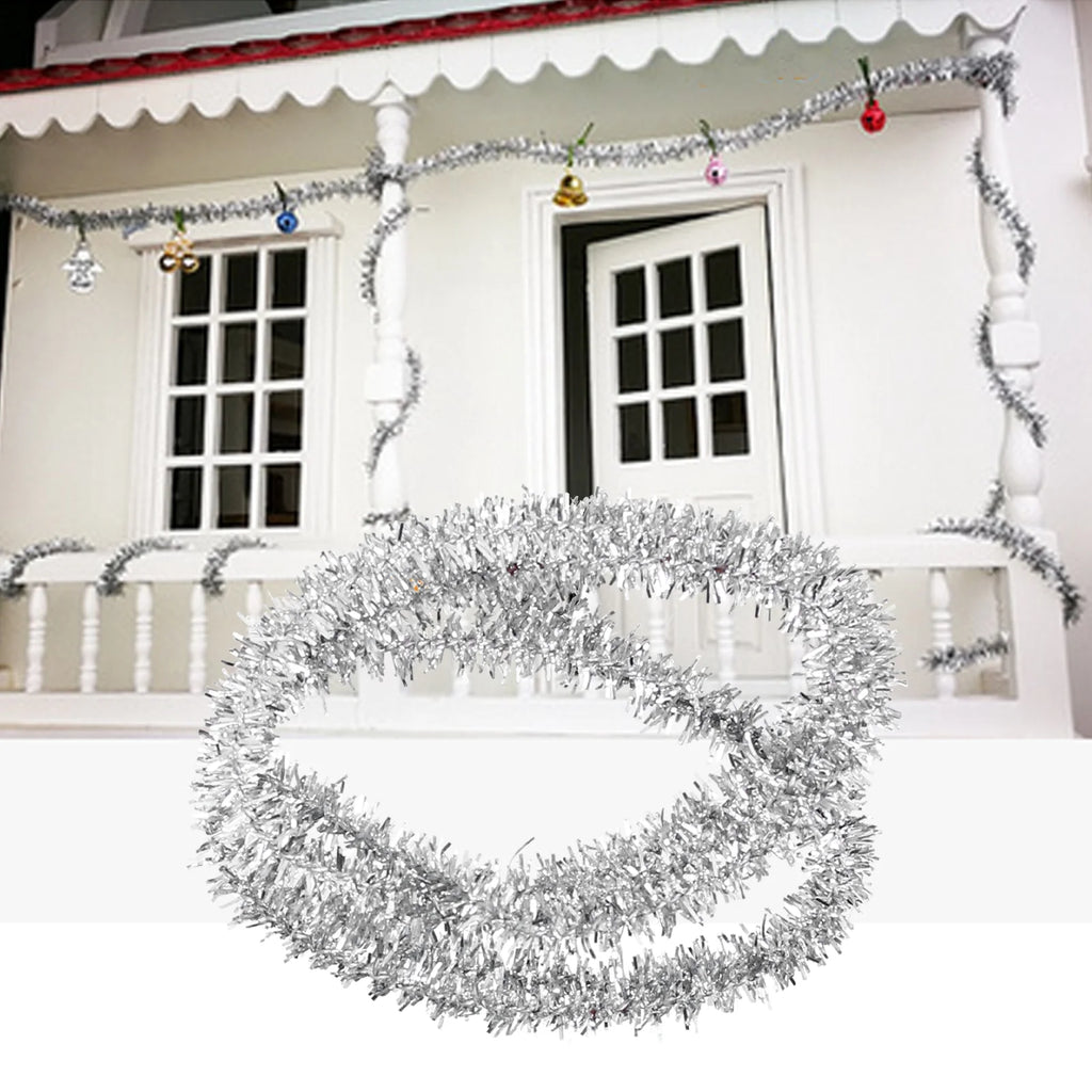 1:12 Dollhouse Christmas Tinsel Garland Miniature Metallic Foil Garland Decoration E43108