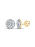 10kt Yellow Gold Mens Diamond Circle Cluster Earrings 1/3 Cttw Y657361