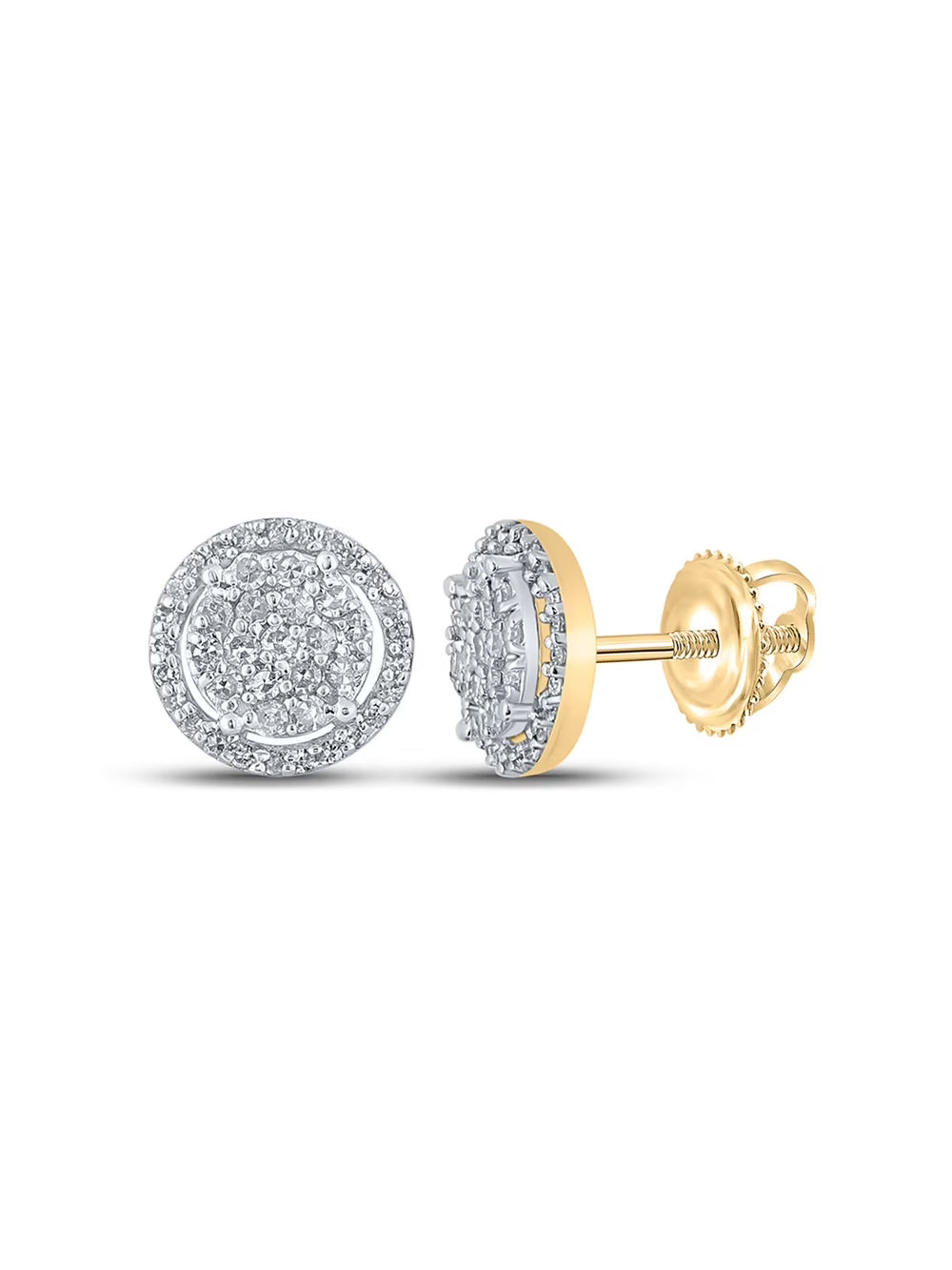 10kt Yellow Gold Mens Diamond Circle Cluster Earrings 1/3 Cttw Y657361
