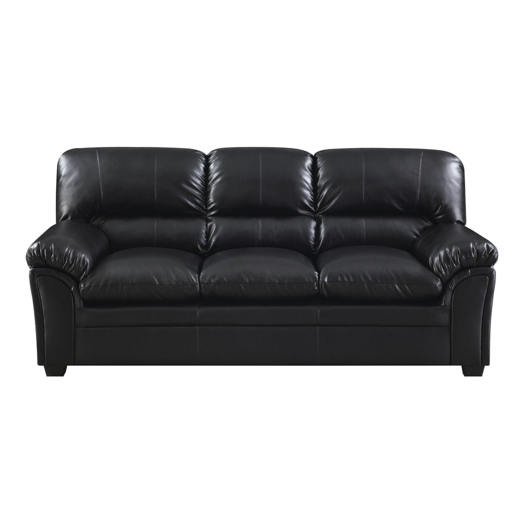 Black 2pc Faux Leather Sofa Loveseat Set M701