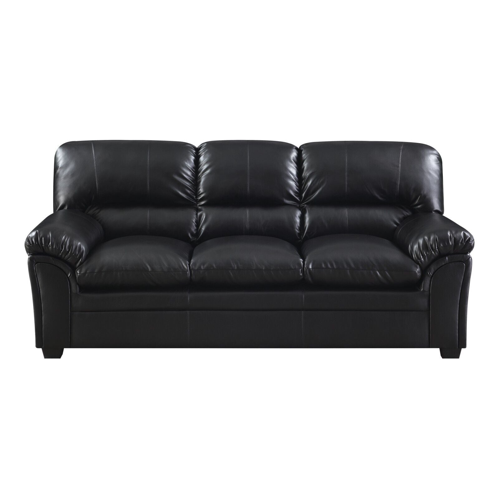 Black 2pc Faux Leather Sofa Loveseat Set M701