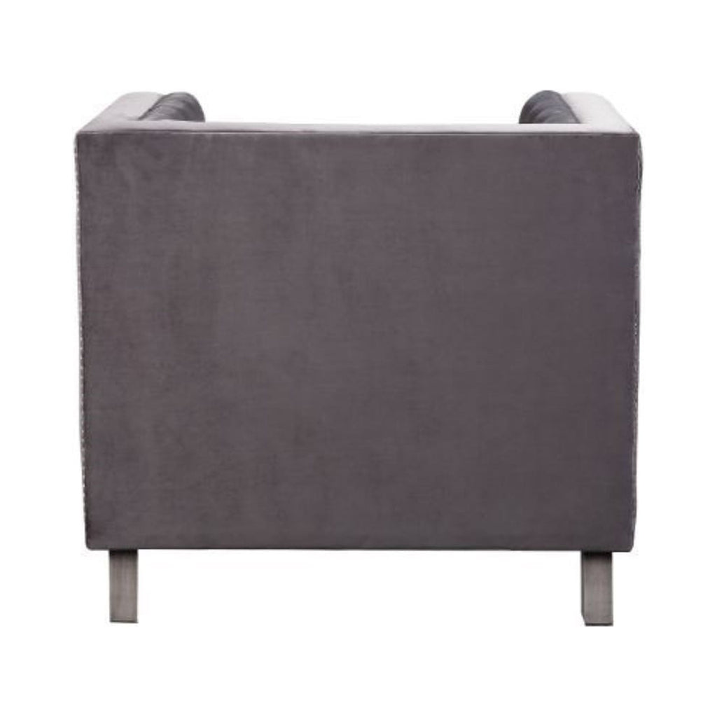 Gray Velvet Chair with Pillow H62024