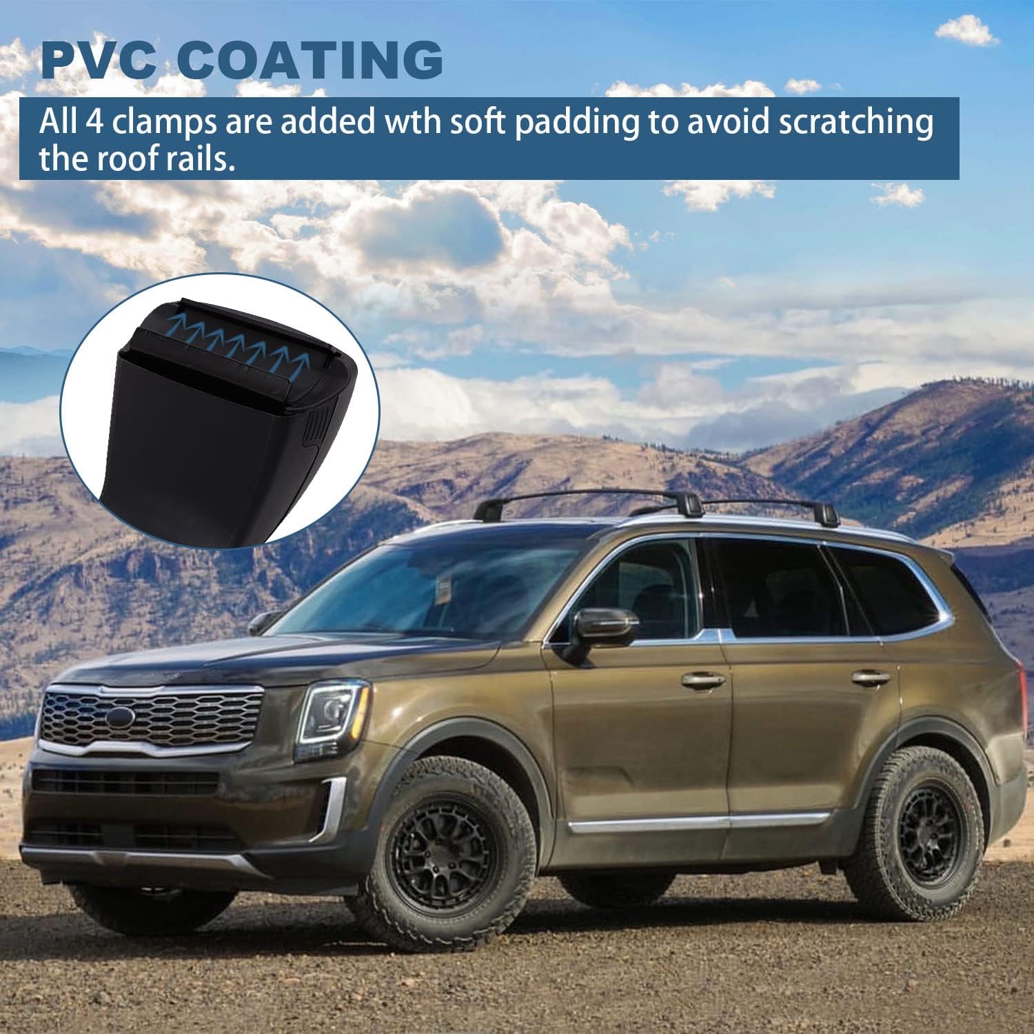 Black Roof Rack Cross Bars for Kia Telluride 2019-2022 N142