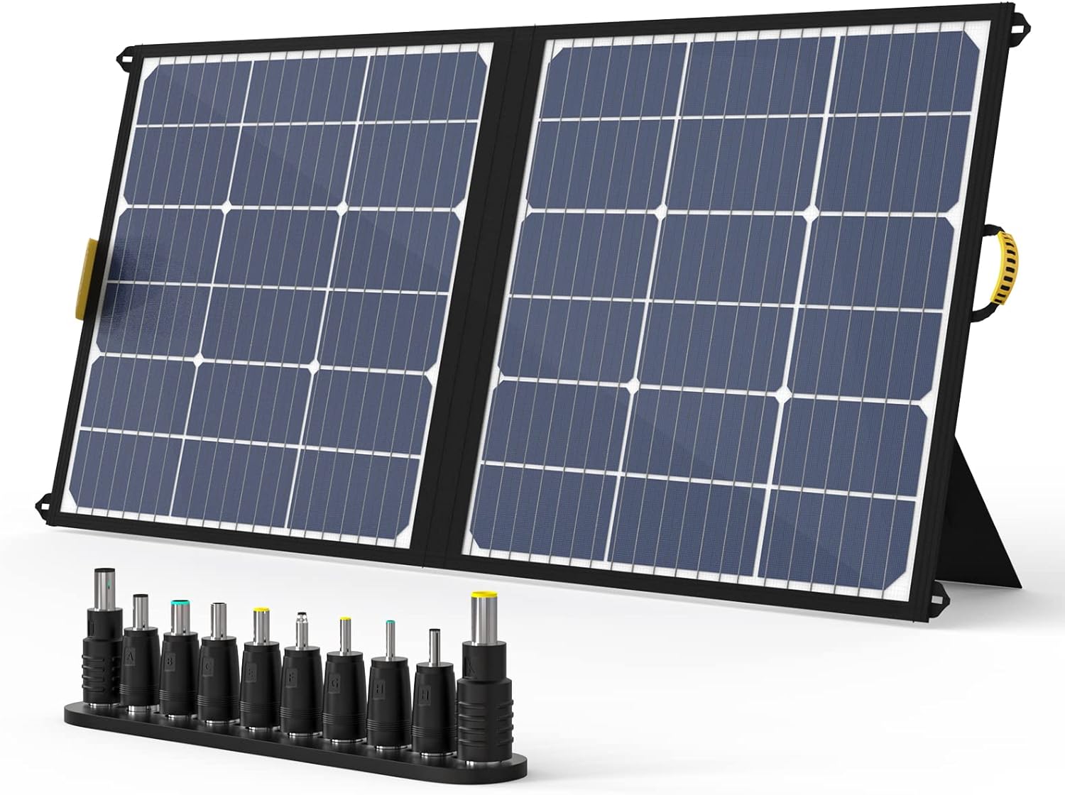100W Foldable Solar Panel with 10 Connectors, Dual USB & DC Output, IP65 Waterproof E60223
