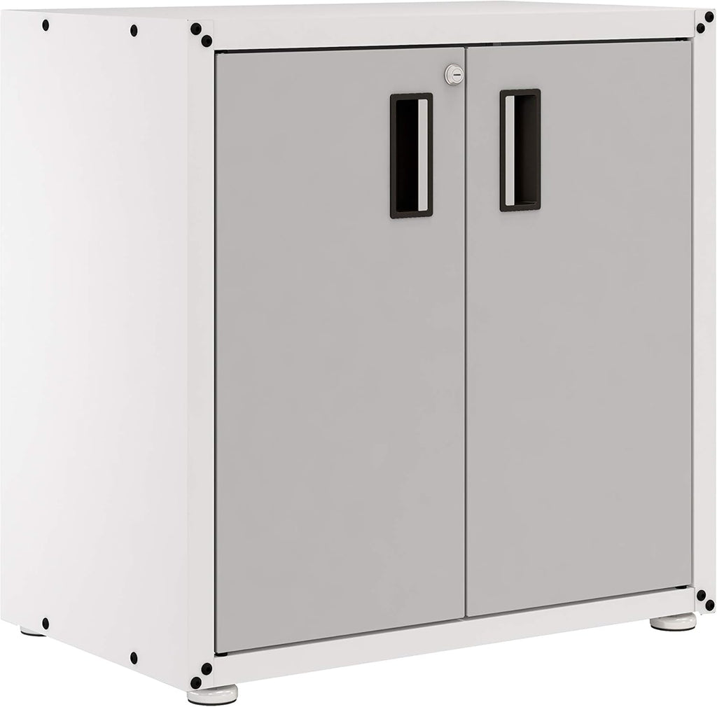 White and Grey Steel Cabinet with Two Doors F687379