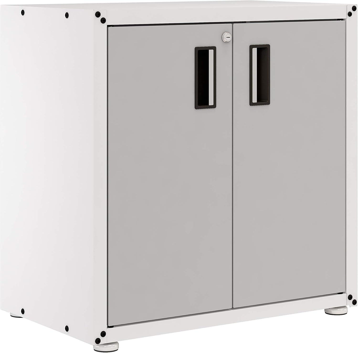 White and Grey Steel Cabinet with Two Doors F687379