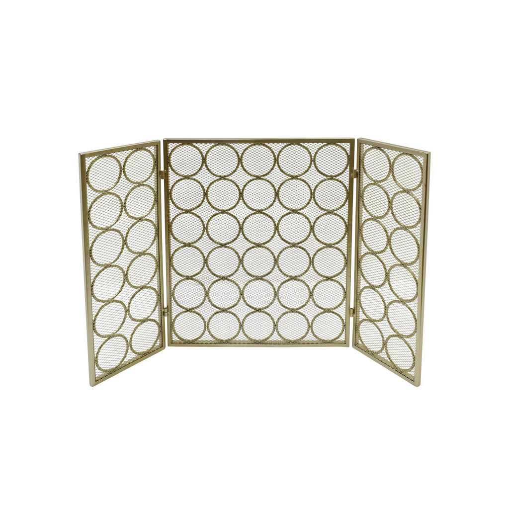 Black Silver Three Panel Iron Firescreen P820416