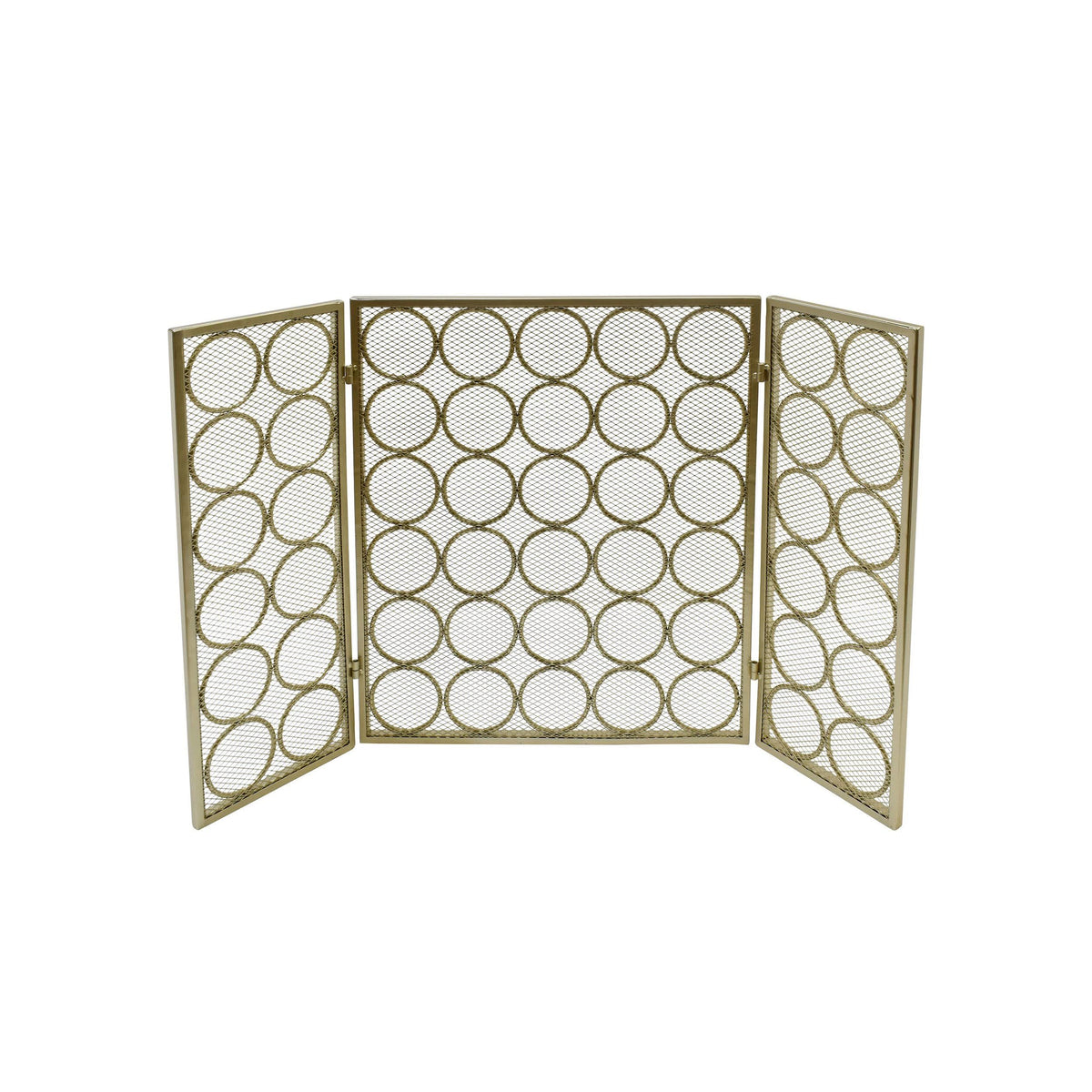 Black Silver Three Panel Iron Firescreen P820416