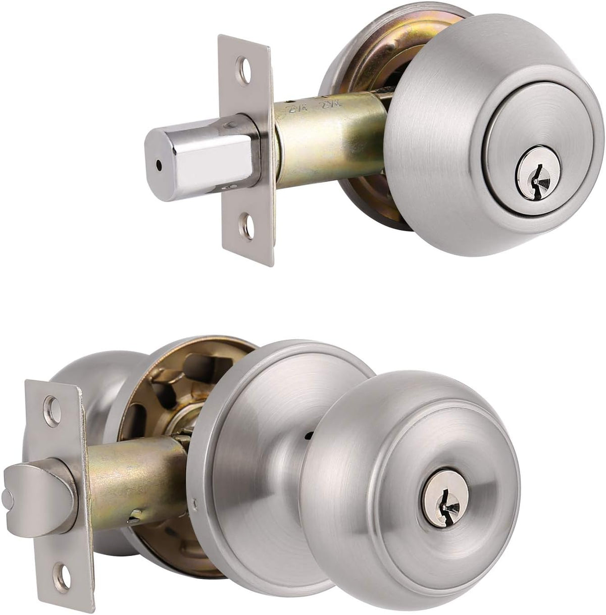 Oil Rubbed Bronze Entry Door Knob Lock Set with Single Cylinder Deadbolt, 3 Pack L624742