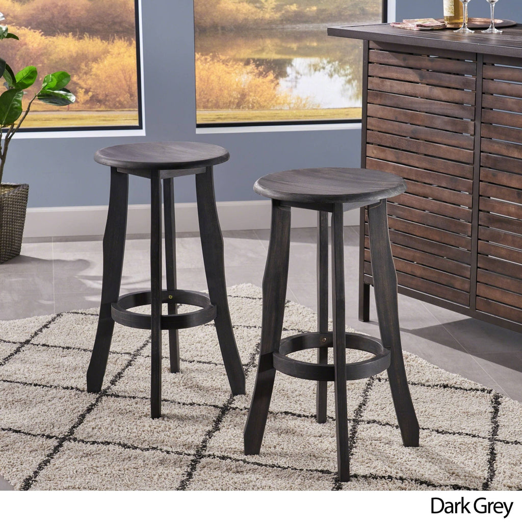 Grey Acacia Wood Barstool (Set of 2) K9869