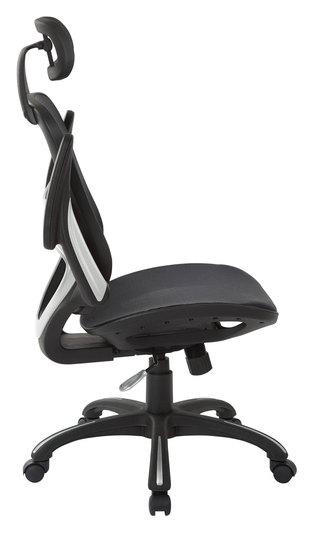 Black Vertical Chair with Nylon Arms and Headrest B309