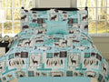 Rustic Comforter Bedding Set Bear Fish Deer, Brown Blue and Teal H387623