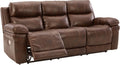 Gray Leather Power Recliner with Adjustable Headrest X224