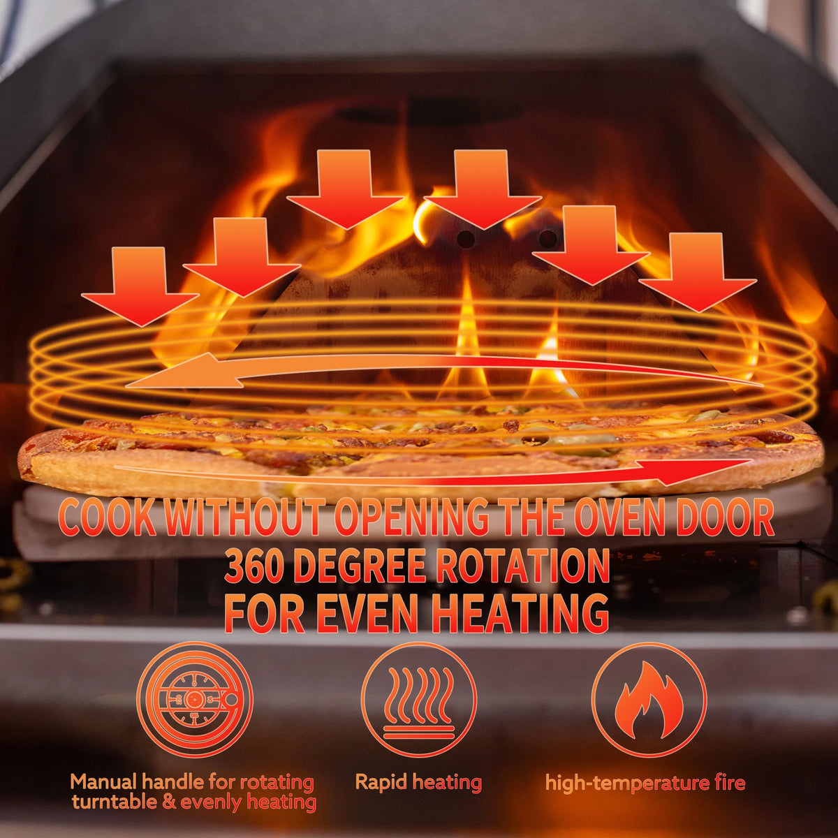 Silver Pizza Oven Portable Stainless Steel Wood Fired Pizza Maker with Built-in Thermometer Carry Bag B577523
