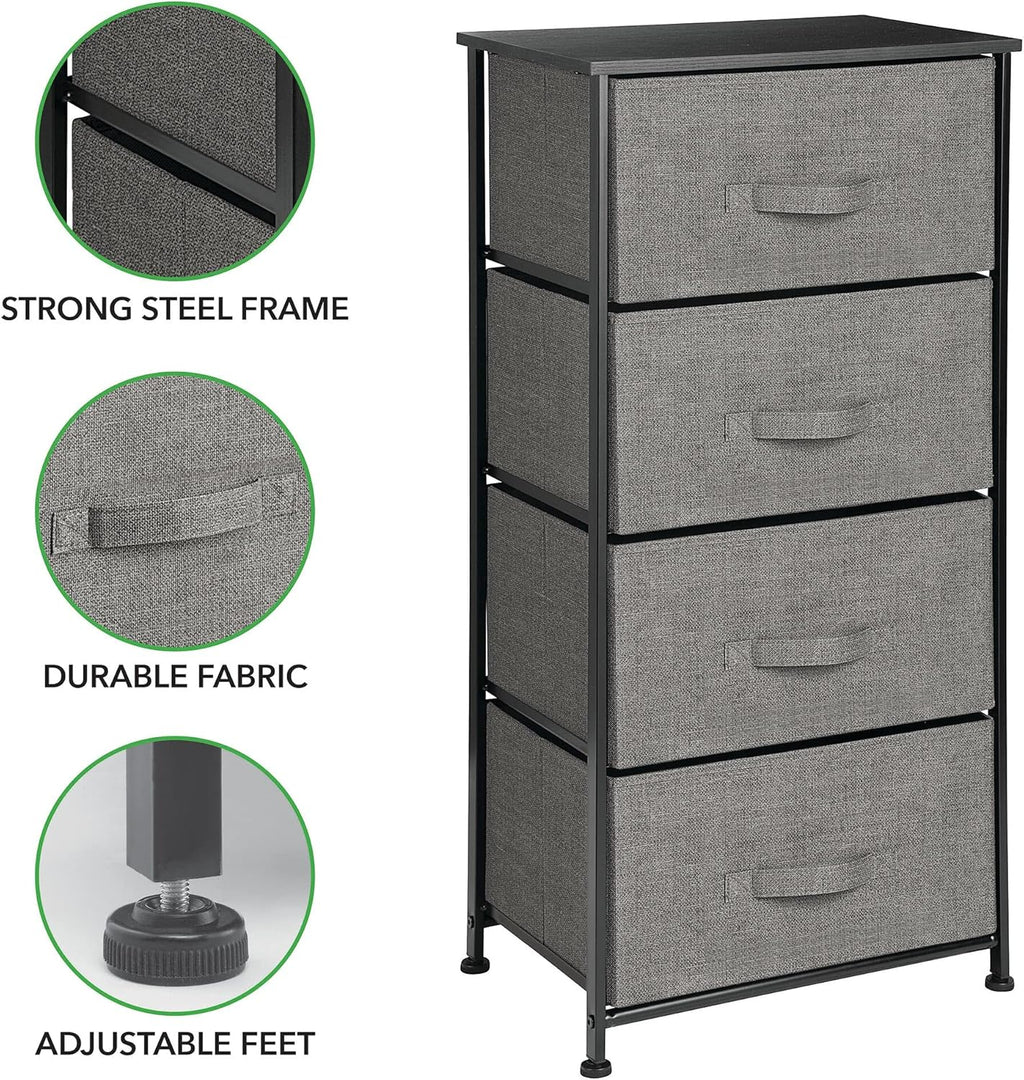 Charcoal Gray/black 4 Drawer Vertical Dresser Storage Tower B780